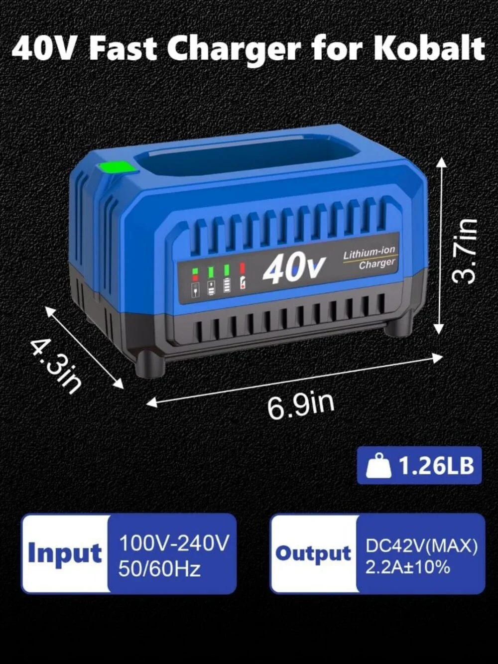 40V Fast Charger for Kobalt Batteries - High-Speed Replacement Power Adapter